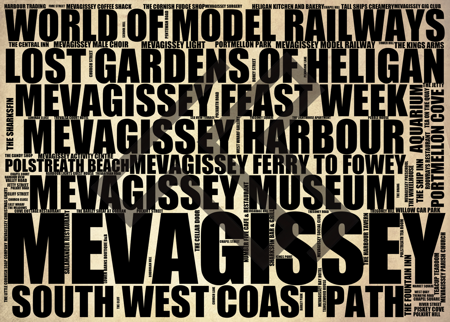 Mevagissey - Premium Typographic Word Cloud Prints, Posters & Gifts