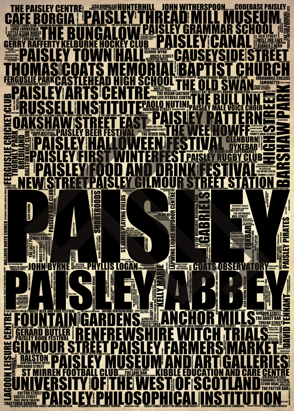 Paisley - Premium Typographic Word Cloud Prints, Posters & Gifts