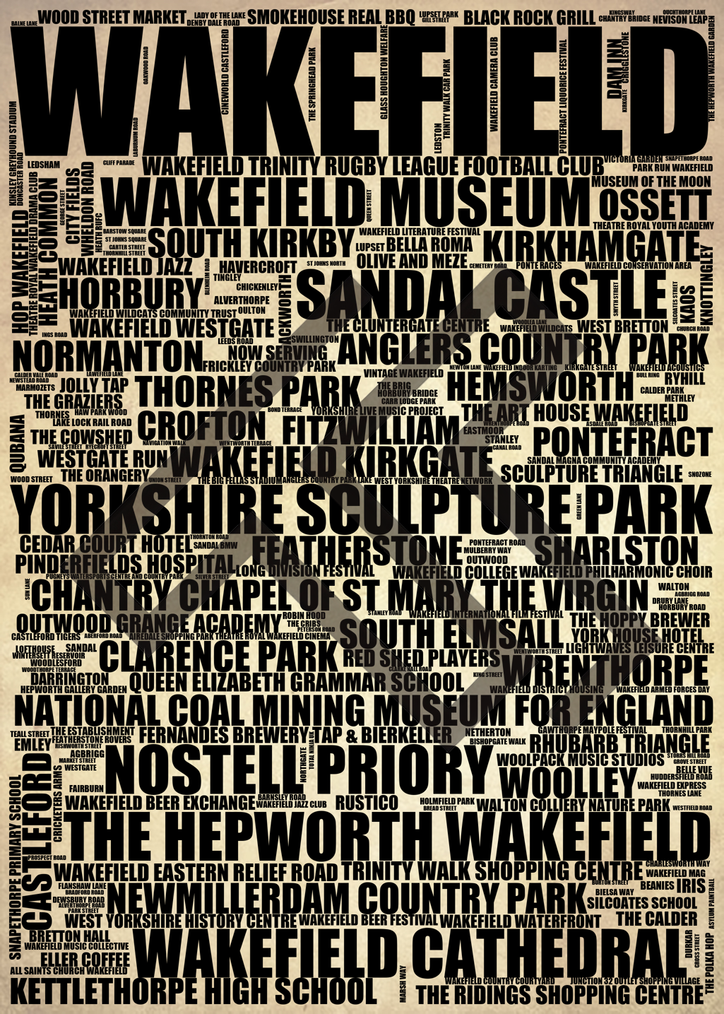 Wakefield - Premium Typographic Word Cloud Prints, Posters & Gifts