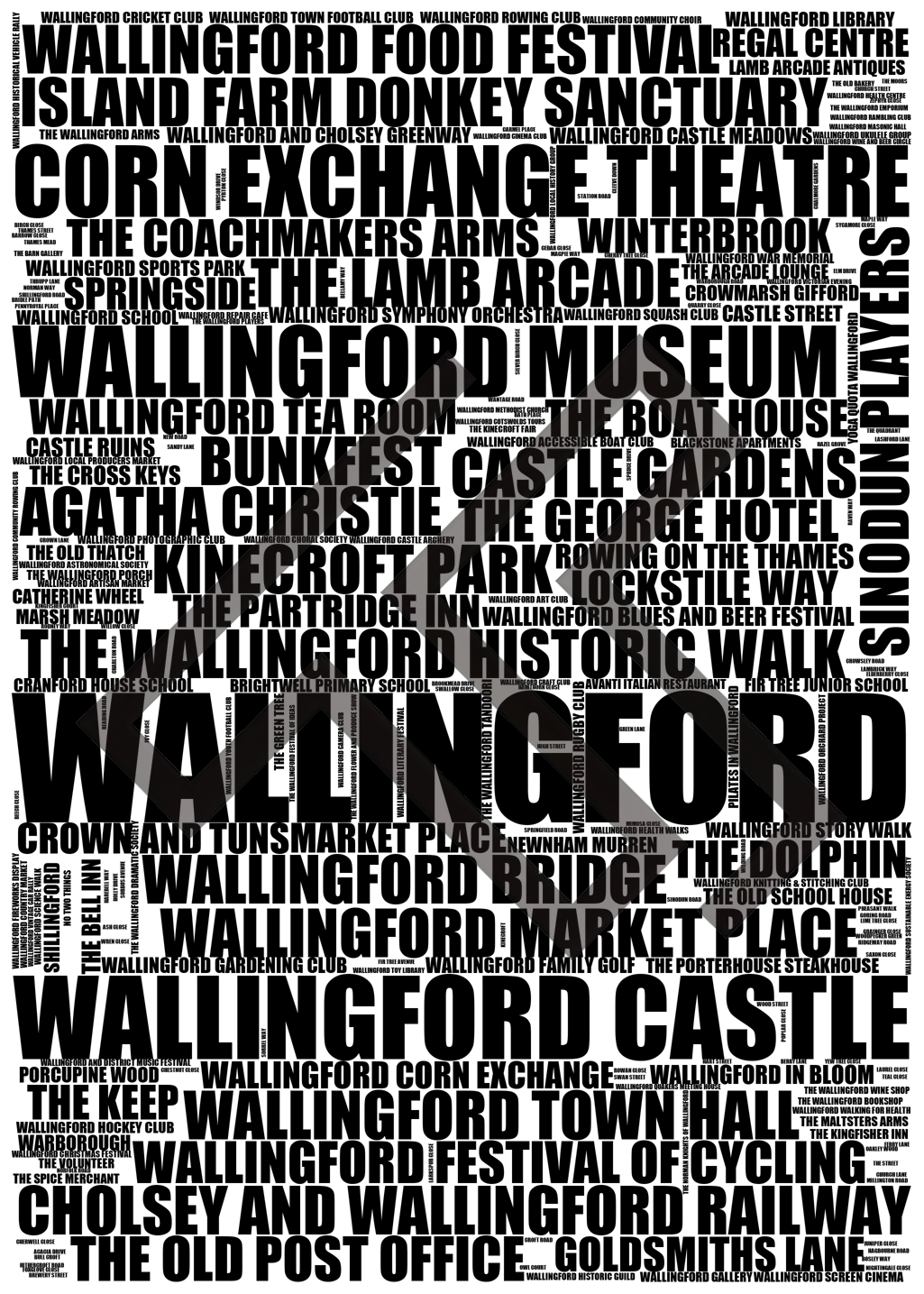 Wallingford - Premium Typographic Word Cloud Prints, Posters & Gifts