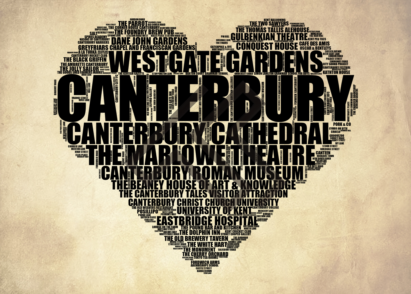 Canterbury - Premium Typographic Word Cloud Prints, Posters & Gifts