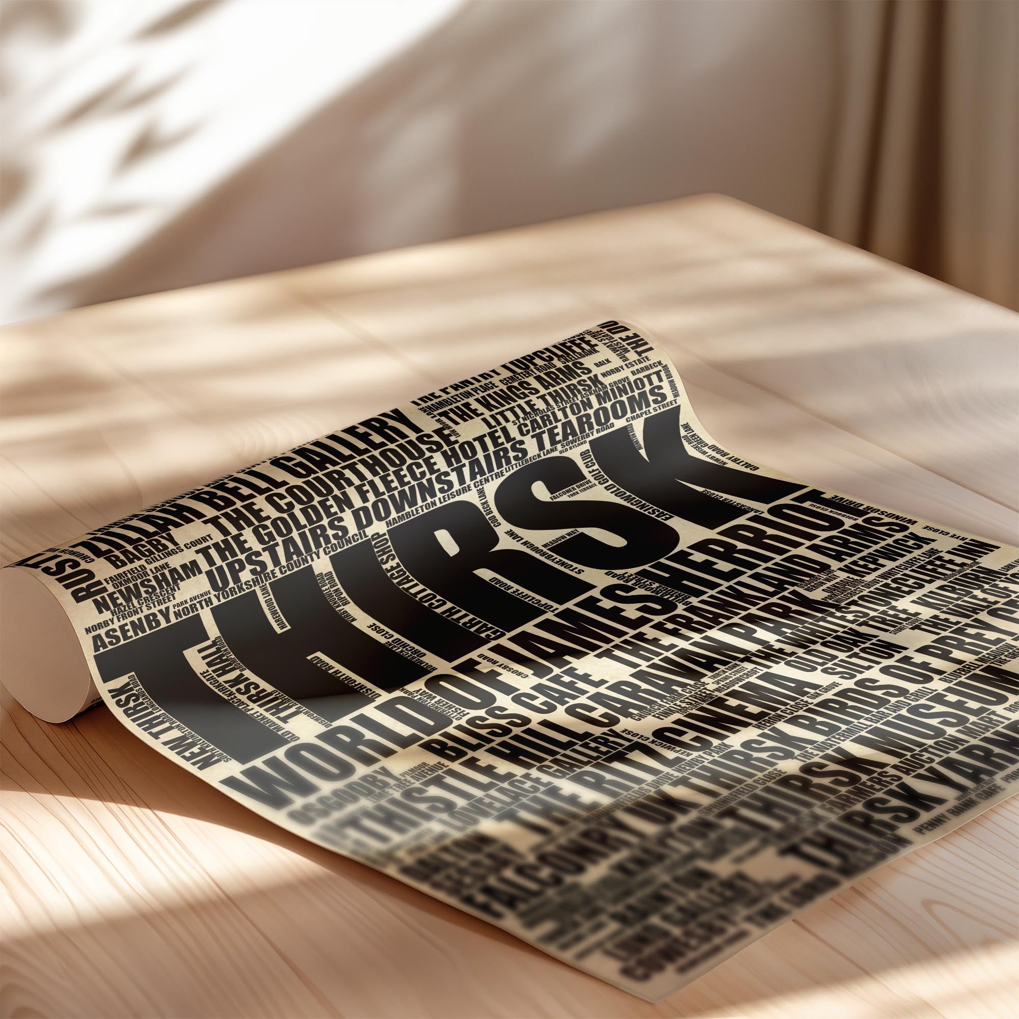 Thirsk - Premium Typographic Word Cloud Prints, Posters & Gifts