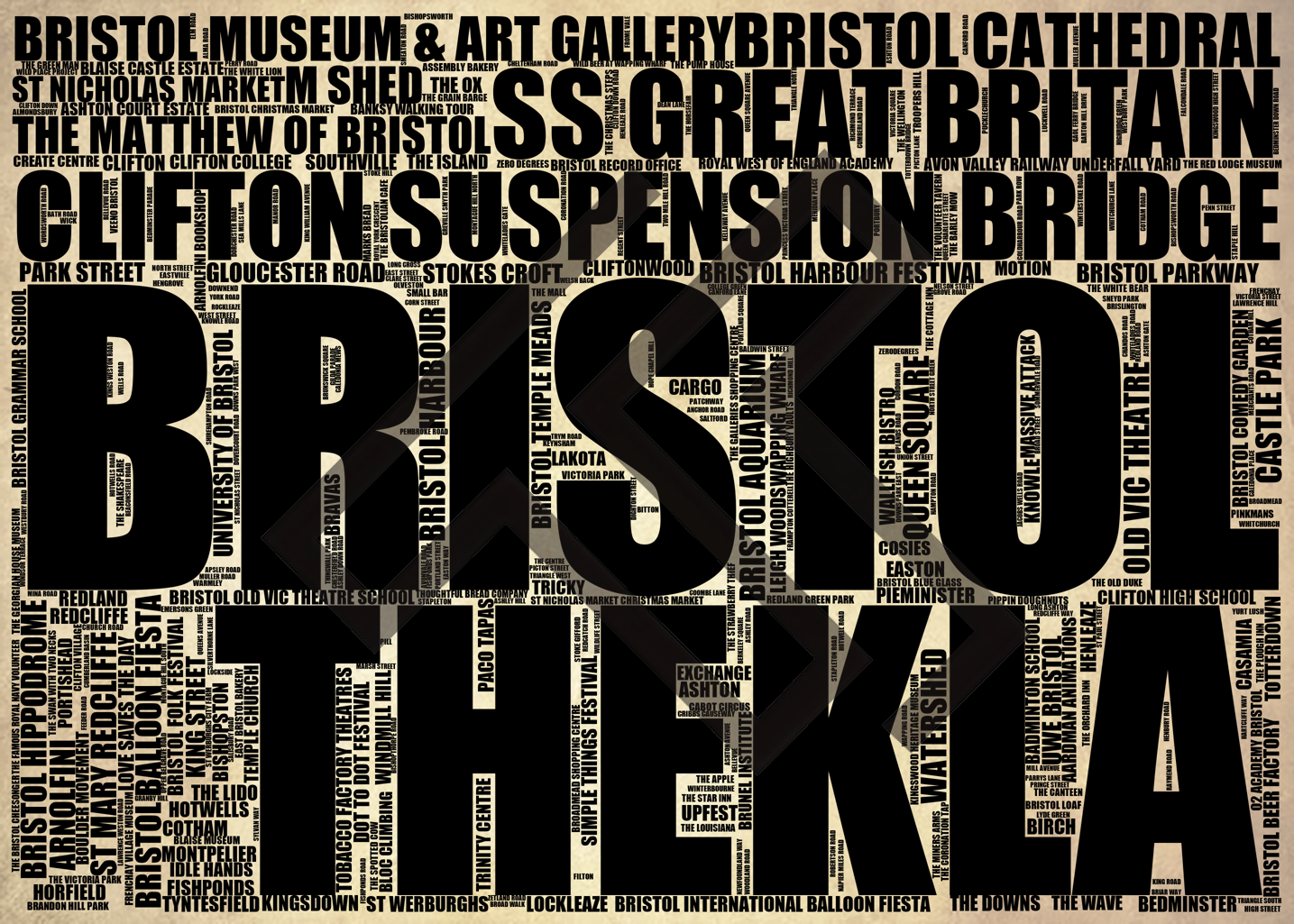 Bristol - Premium Typographic Word Cloud Prints, Posters & Gifts