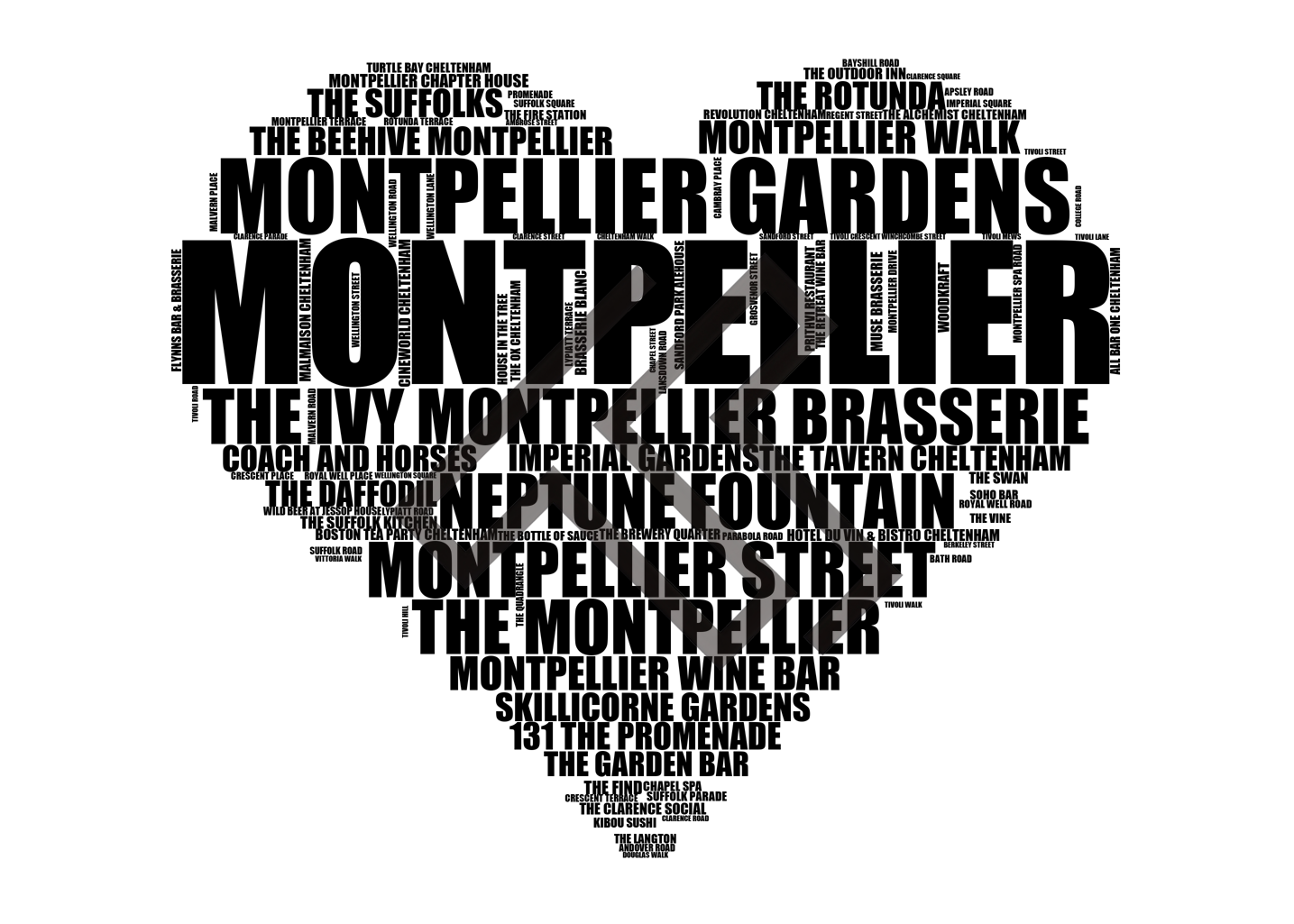 Montpellier - Premium Typographic Word Cloud Prints, Posters & Gifts