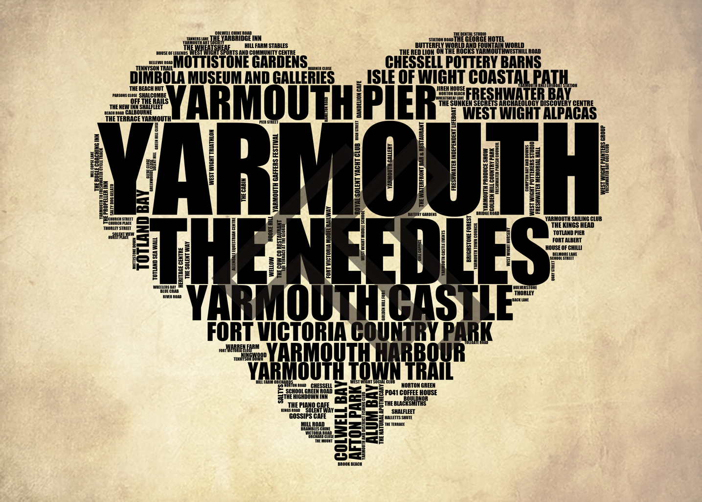 Yarmouth - Premium Typographic Word Cloud Prints, Posters & Gifts