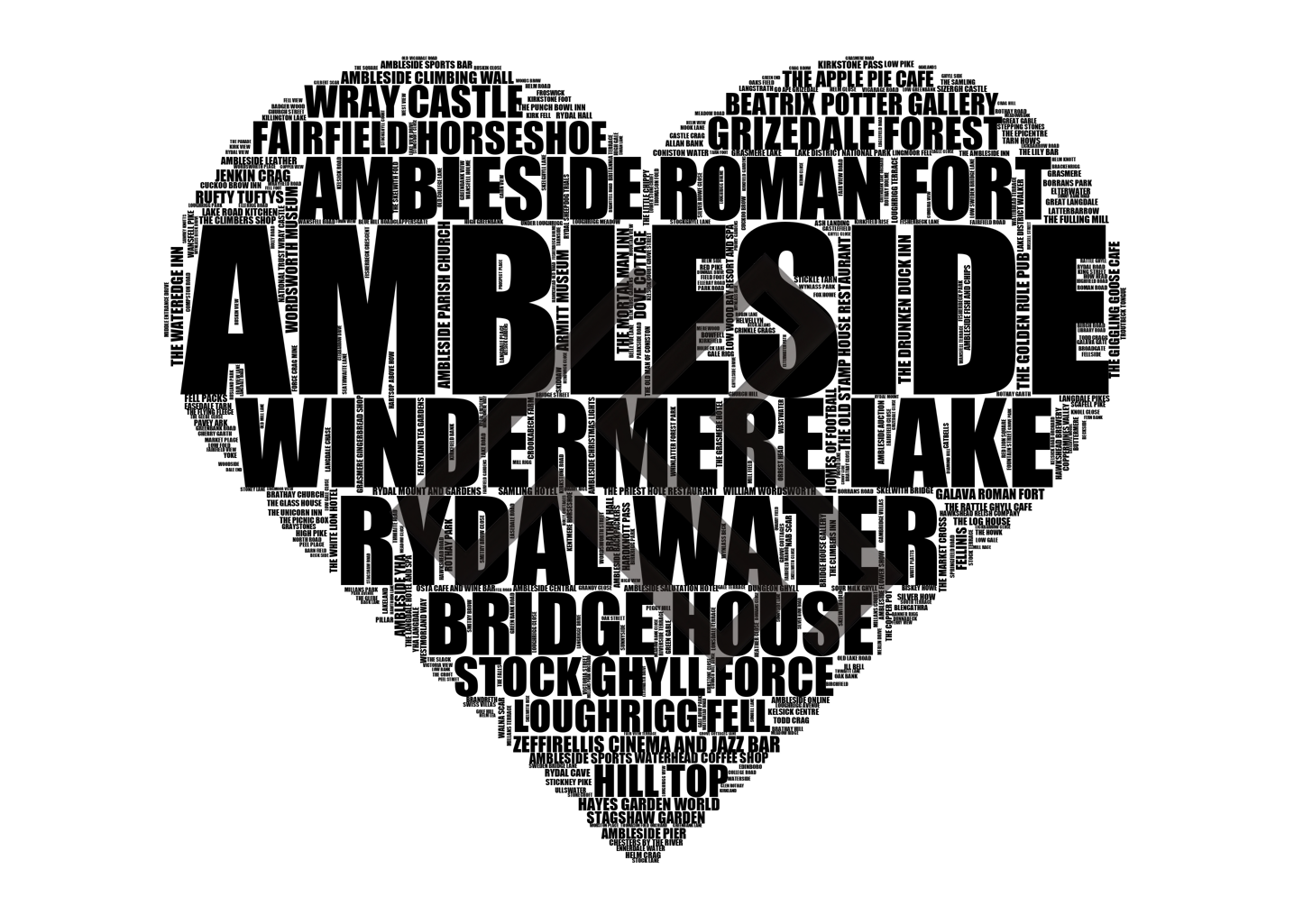 Ambleside - Premium Typographic Word Cloud Prints, Posters & Gifts