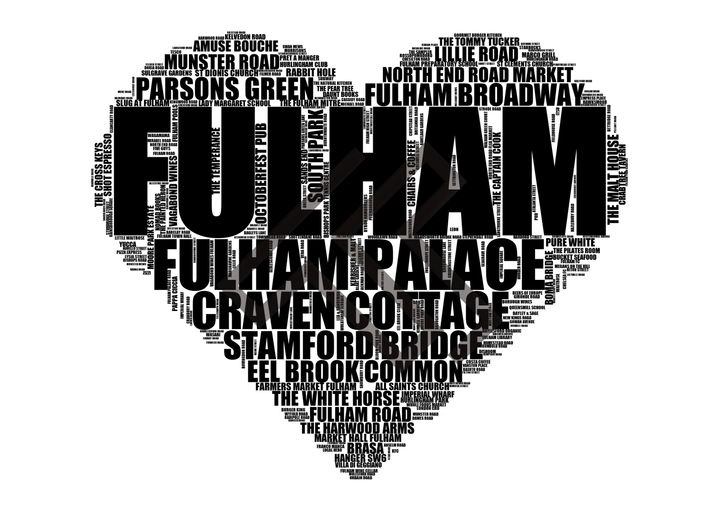 Fulham - Premium Typographic Word Cloud Prints, Posters & Gifts