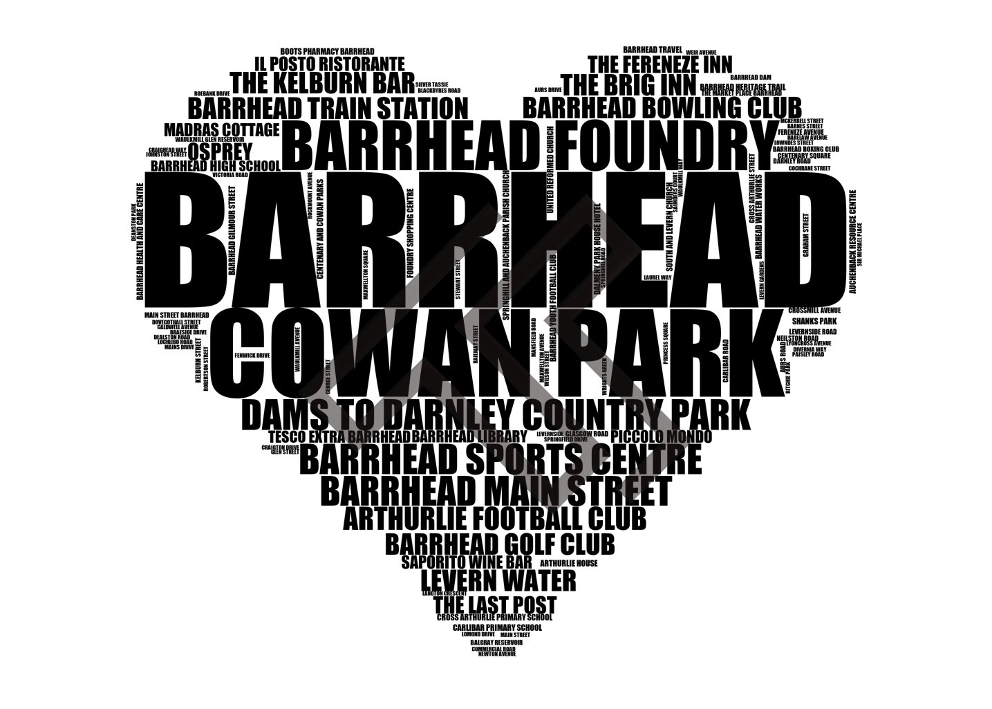 Barrhead - Premium Typographic Word Cloud Prints, Posters & Gifts