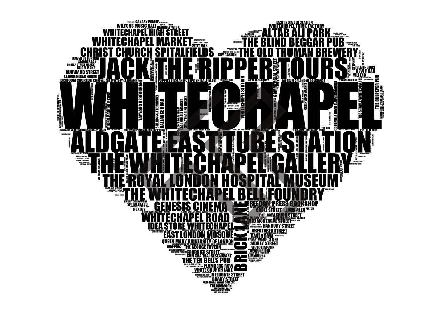 Whitechapel - Premium Typographic Word Cloud Prints, Posters & Gifts