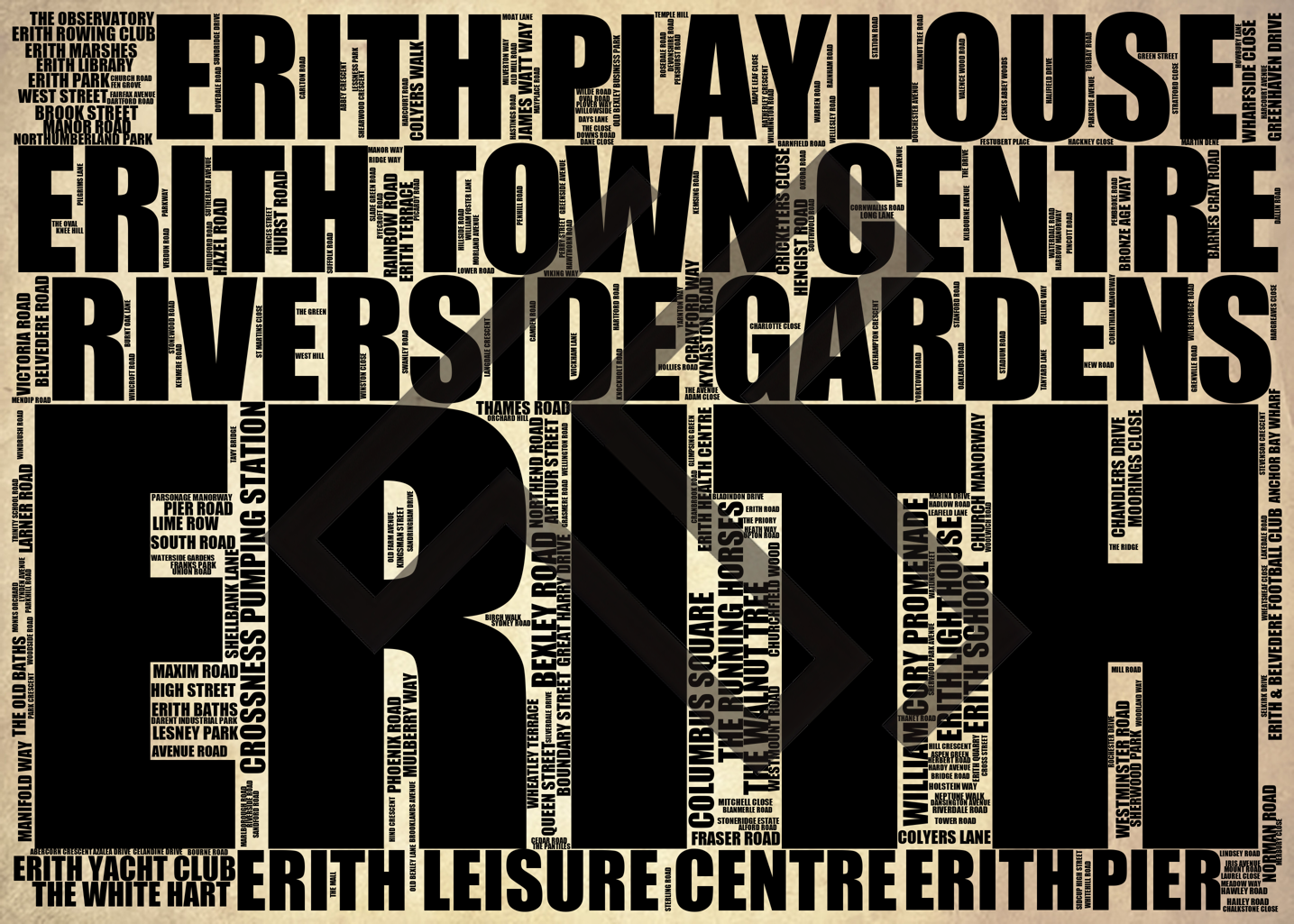 Erith - Premium Typographic Word Cloud Prints, Posters & Gifts