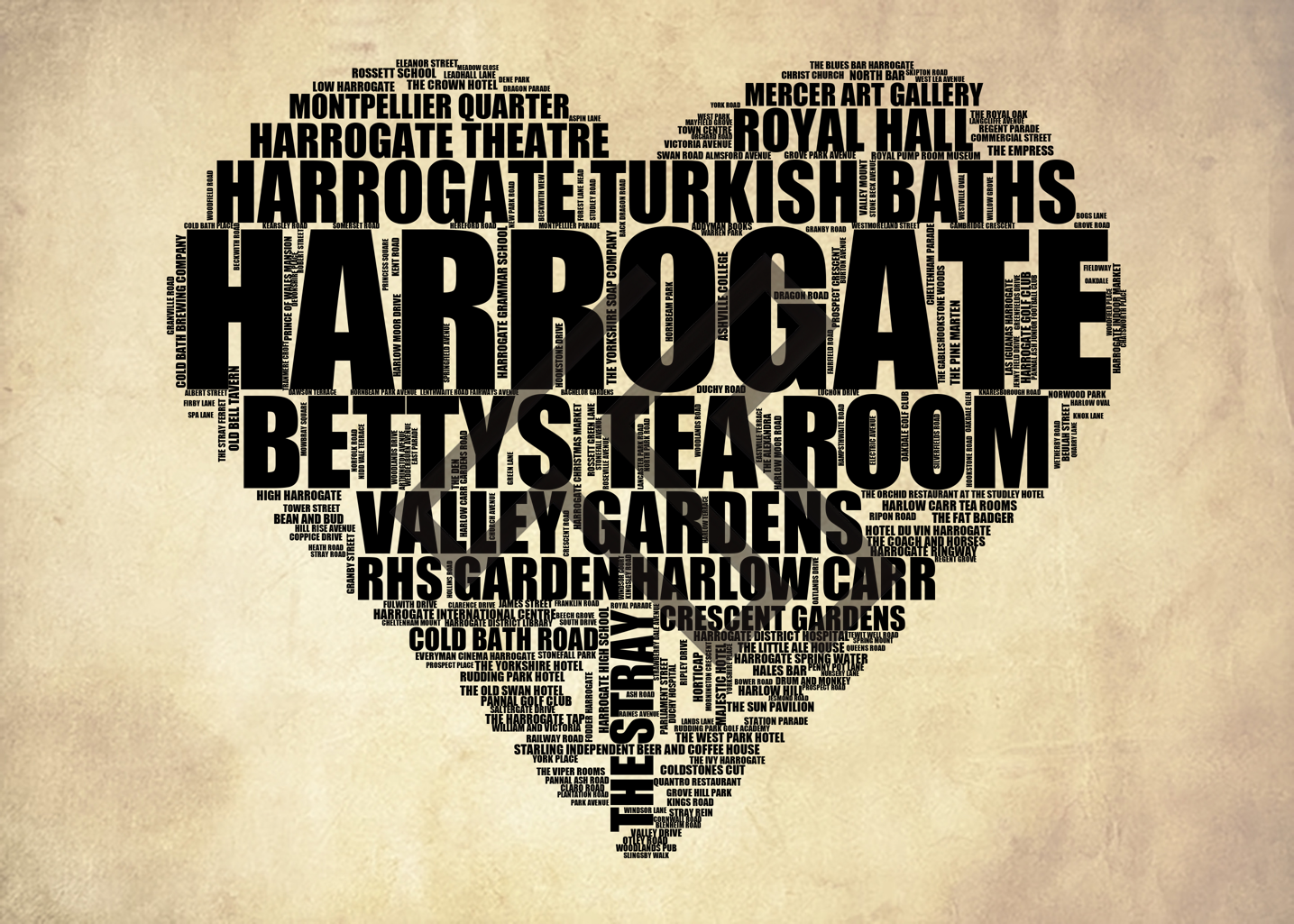 Harrogate - Premium Typographic Word Cloud Prints, Posters & Gifts
