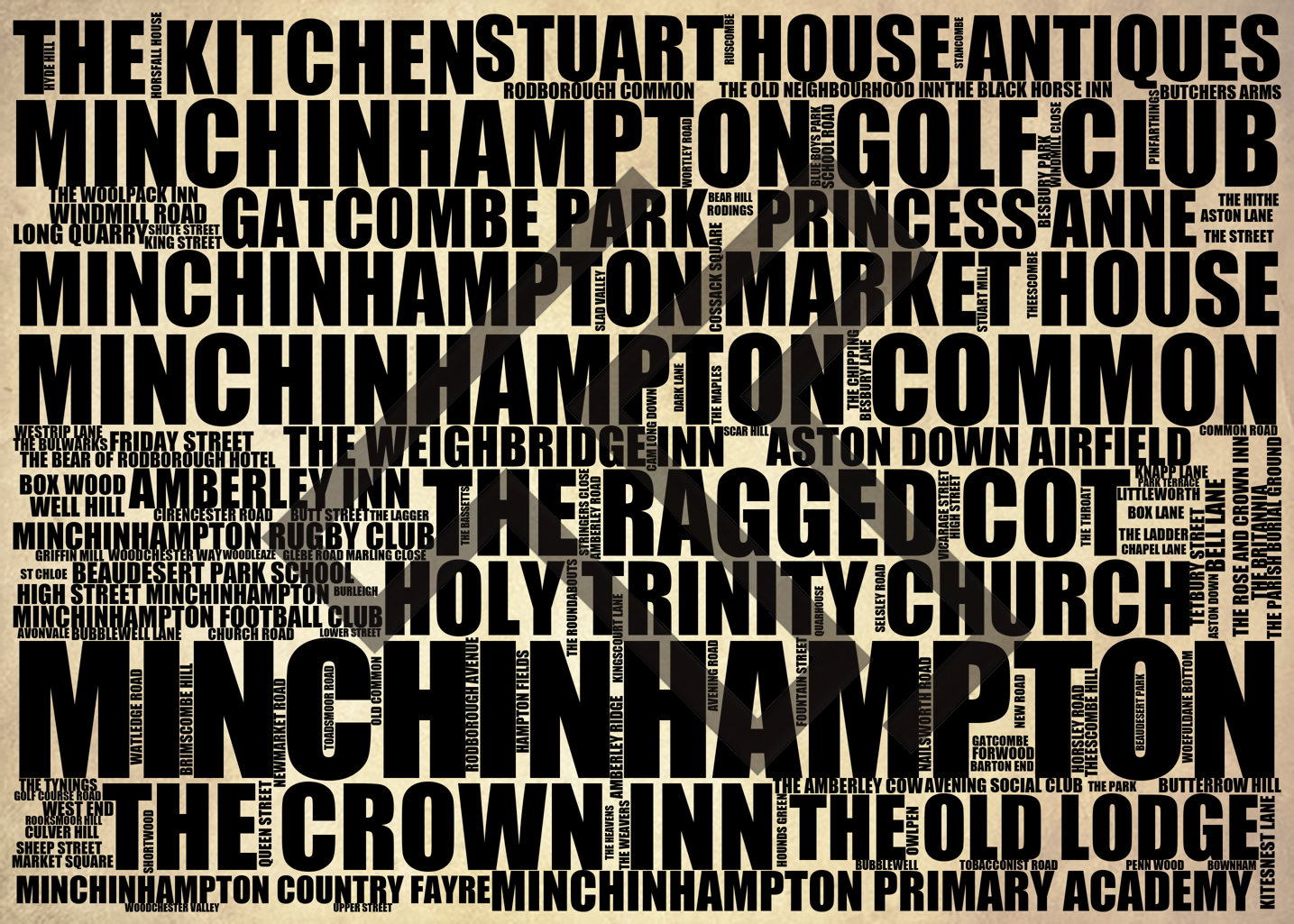 Minchinhampton - Premium Typographic Word Cloud Prints, Posters & Gifts