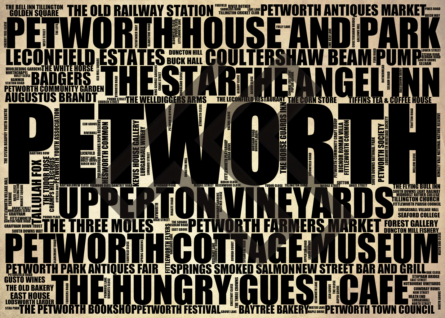 Petworth - Premium Typographic Word Cloud Prints, Posters & Gifts