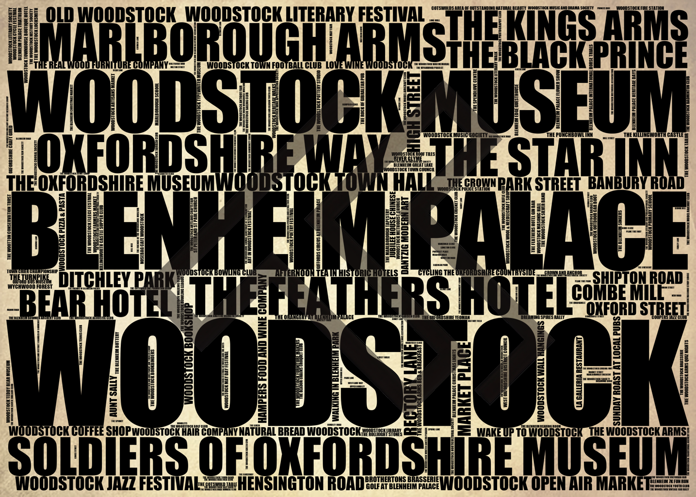 Woodstock - Premium Typographic Word Cloud Prints, Posters & Gifts