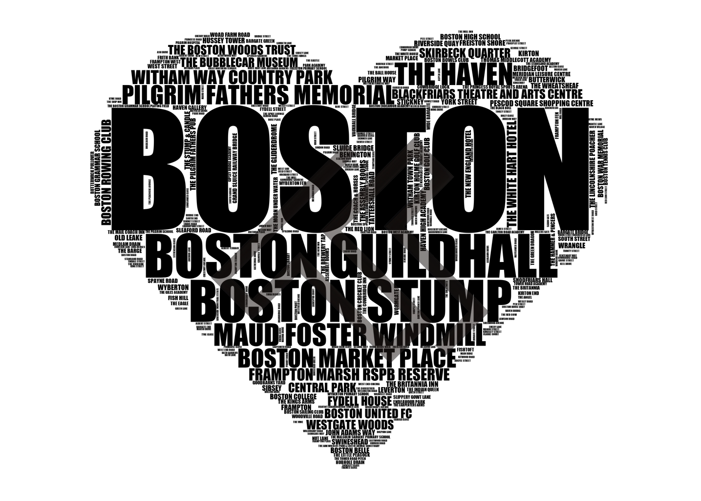 Boston - Premium Typographic Word Cloud Prints, Posters & Gifts