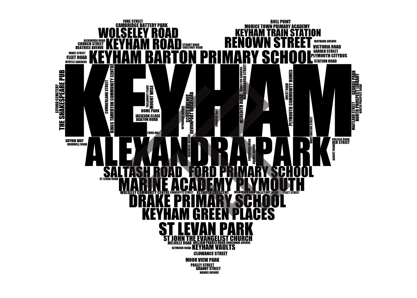 Keyham - Premium Typographic Word Cloud Prints, Posters & Gifts