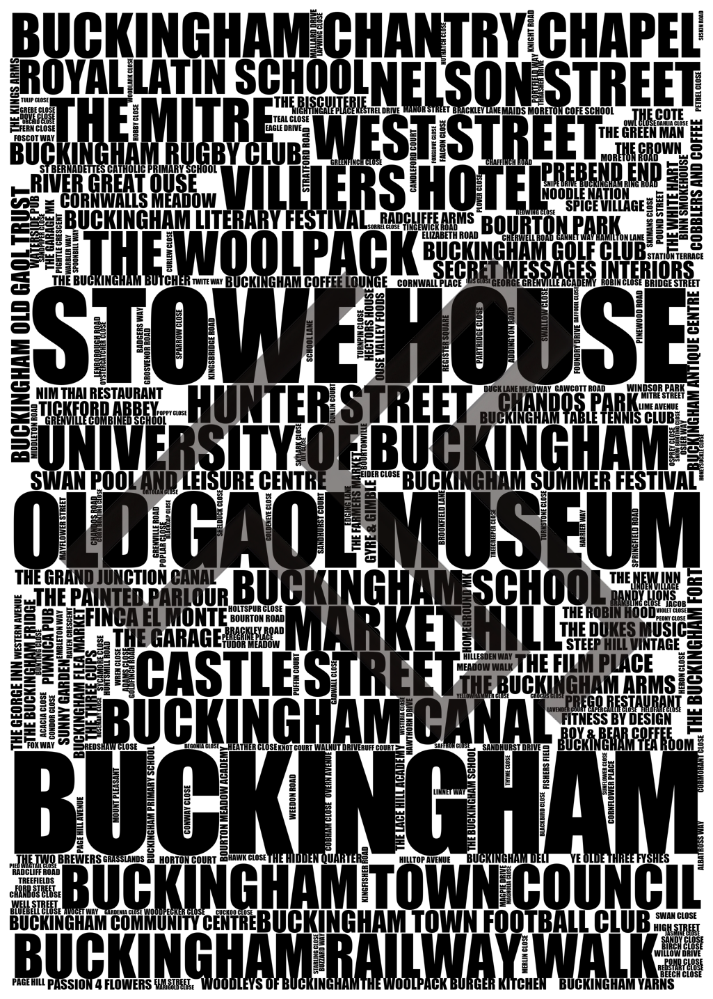 Buckingham - Premium Typographic Word Cloud Prints, Posters & Gifts