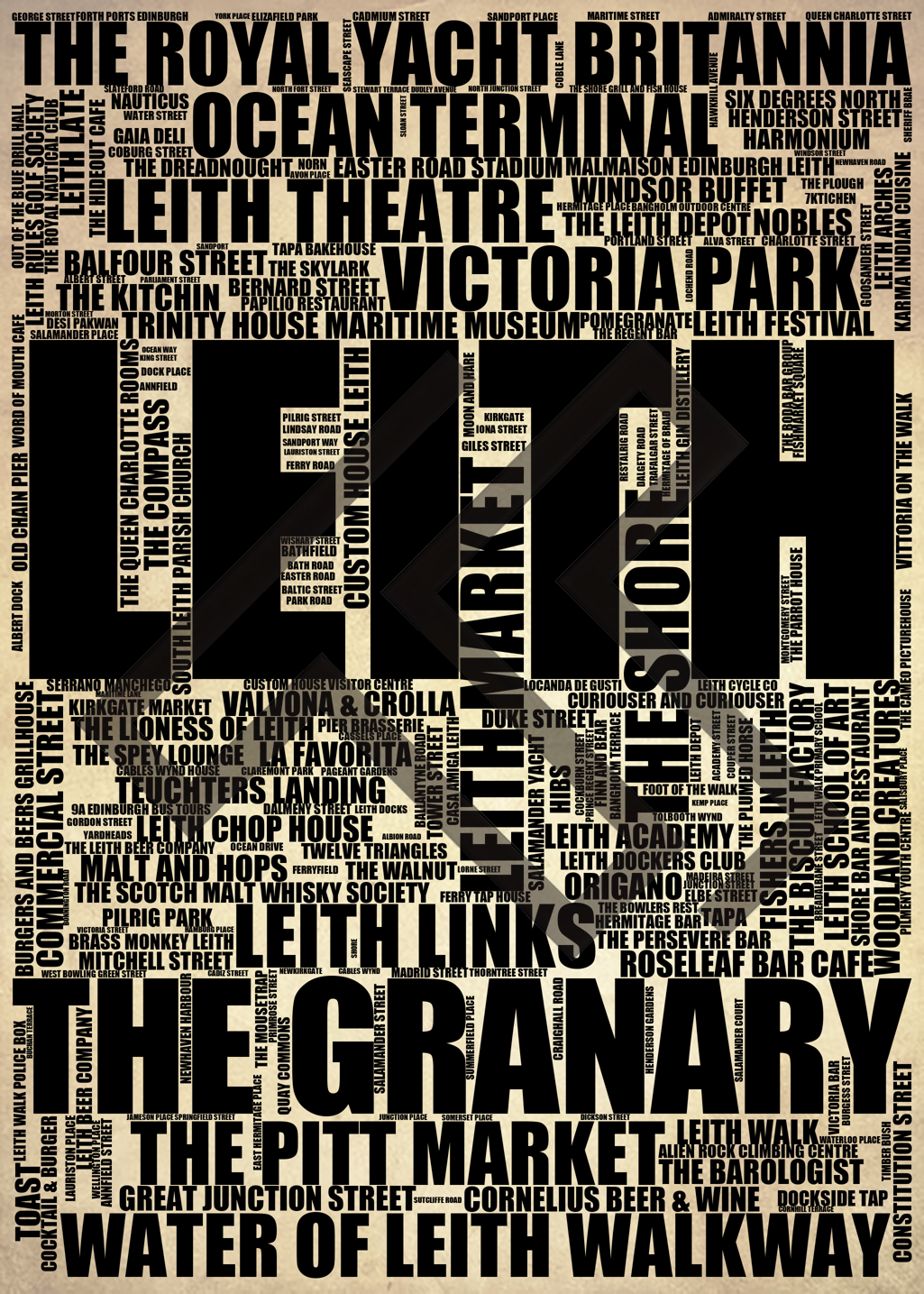 Leith - Premium Typographic Word Cloud Prints, Posters & Gifts