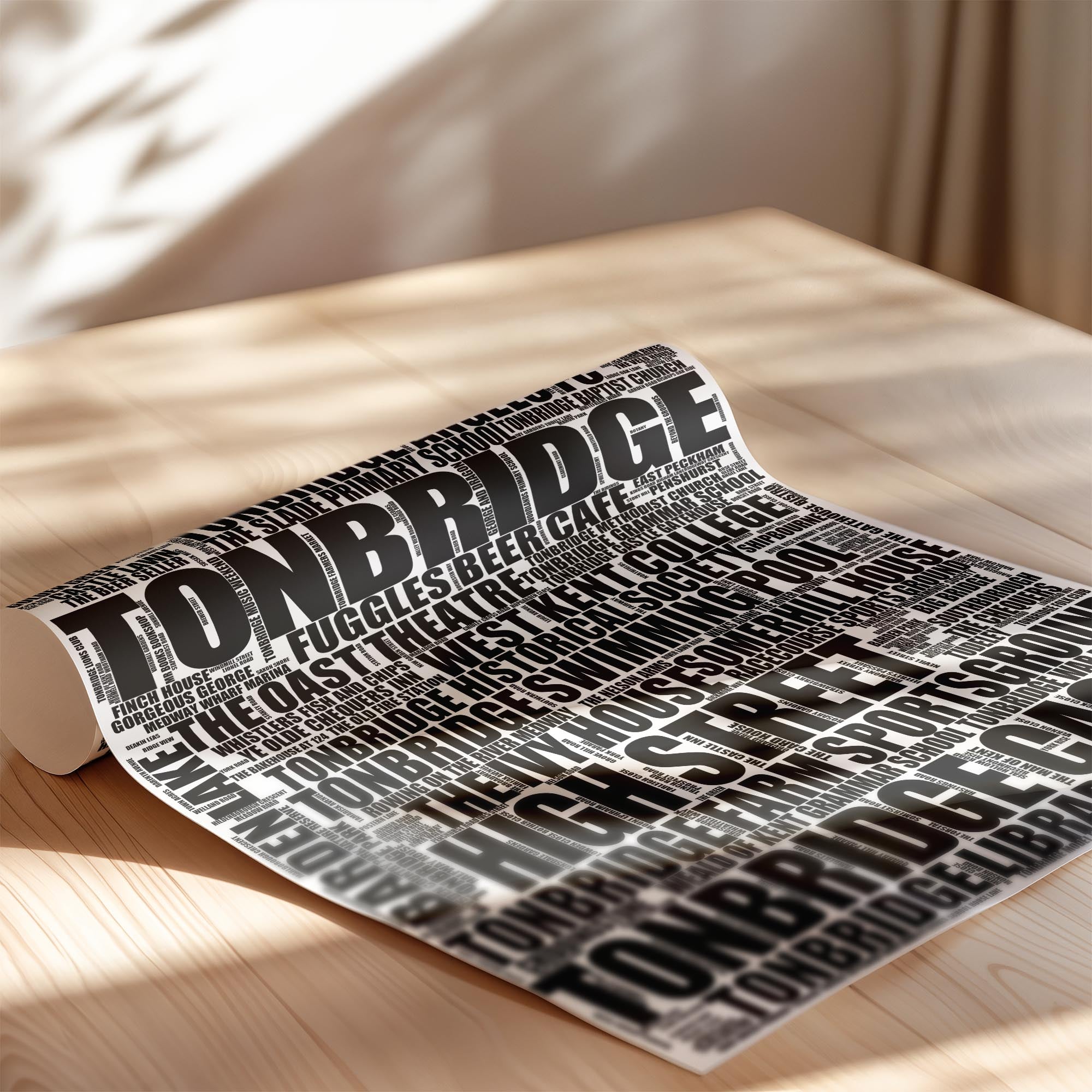 Tonbridge - Premium Typographic Word Cloud Prints, Posters & Gifts