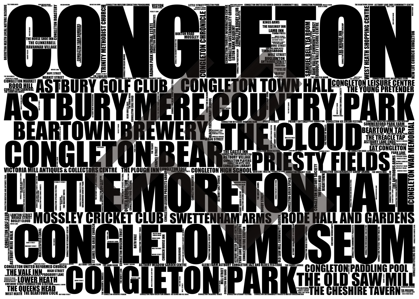 Congleton - Premium Typographic Word Cloud Prints, Posters & Gifts