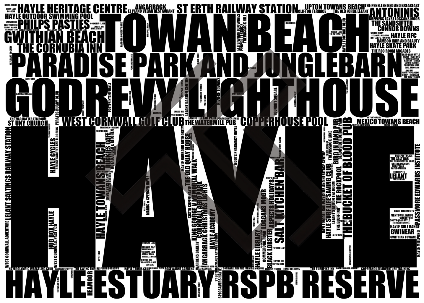 Hayle - Premium Typographic Word Cloud Prints, Posters & Gifts