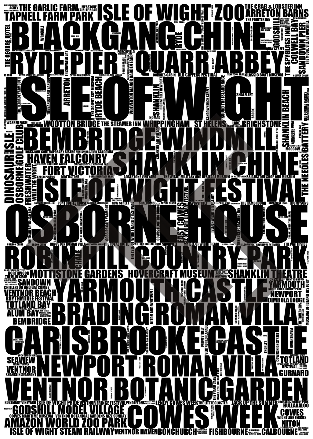 Isle of Wight - Premium Typographic Word Cloud Prints, Posters & Gifts