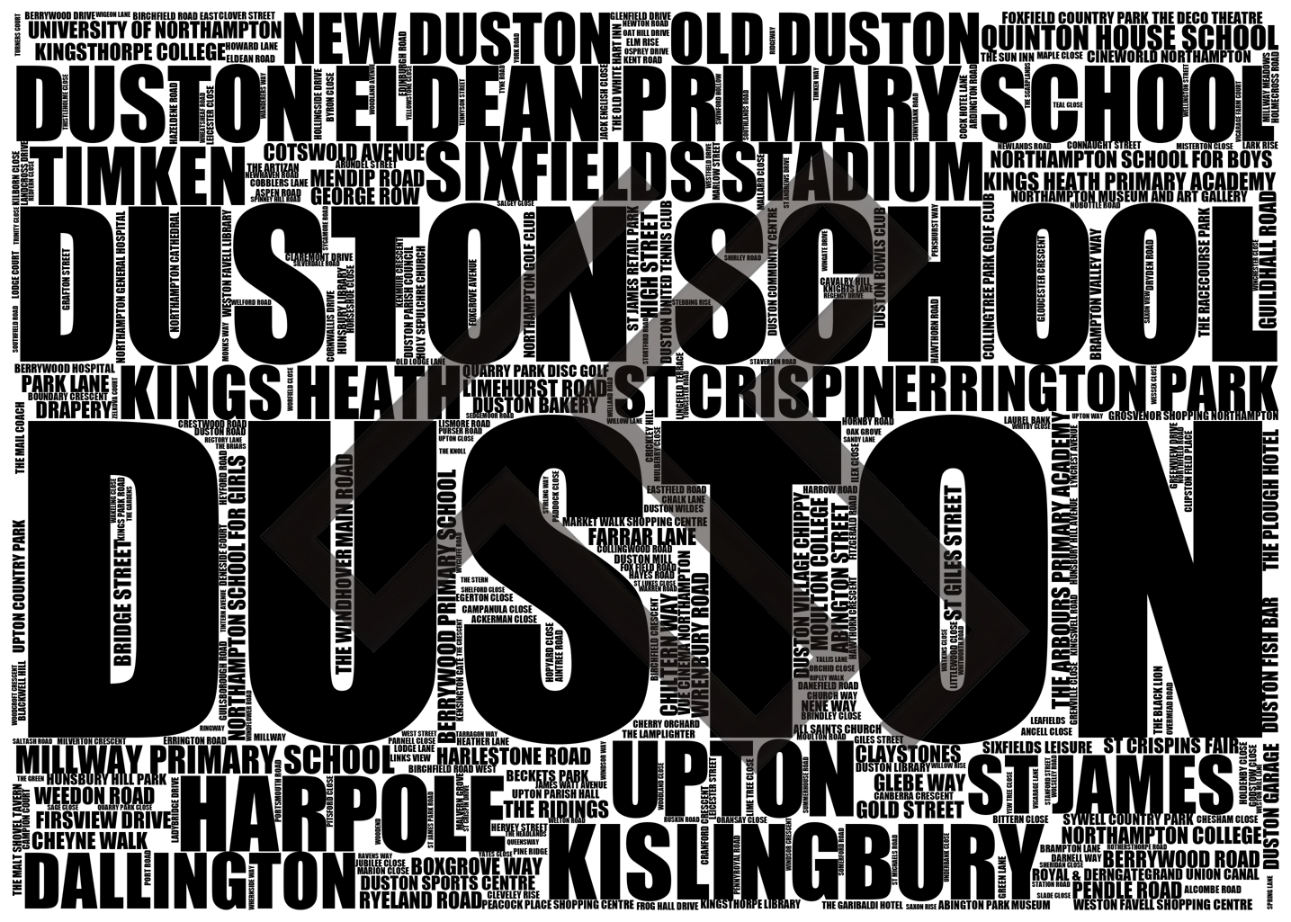 Duston - Premium Typographic Word Cloud Prints, Posters & Gifts