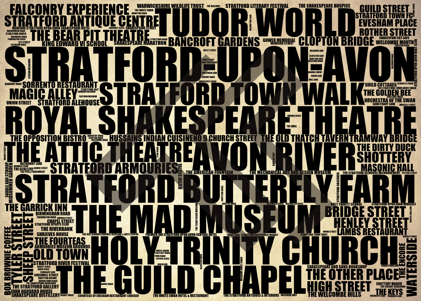 Stratford-upon-Avon - Premium Typographic Word Cloud Prints, Posters & Gifts