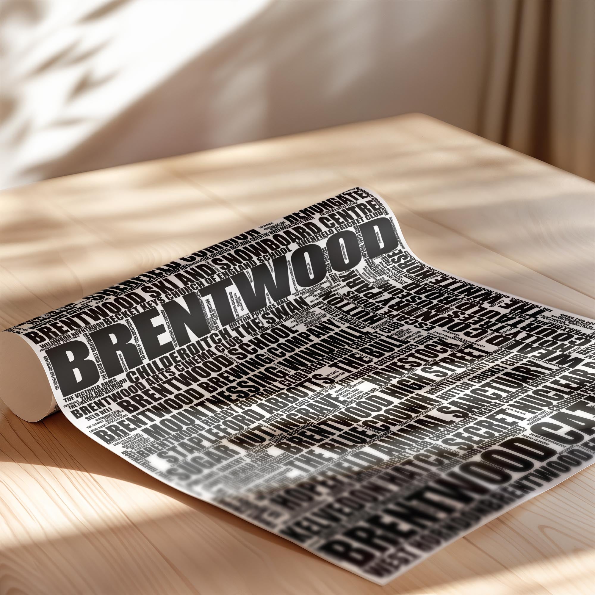 Brentwood - Premium Typographic Word Cloud Prints, Posters & Gifts