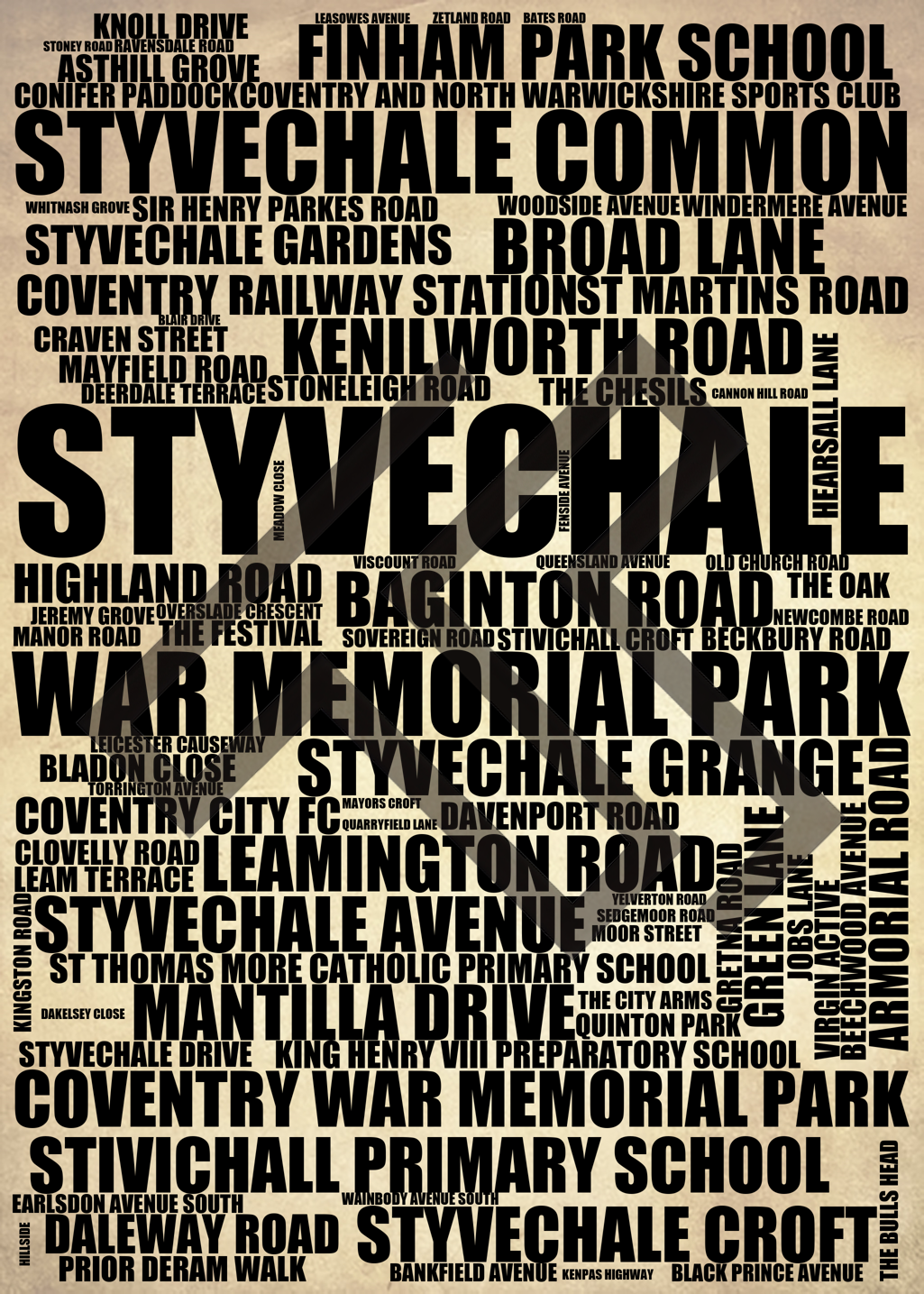 Styvechale - Premium Typographic Word Cloud Prints, Posters & Gifts