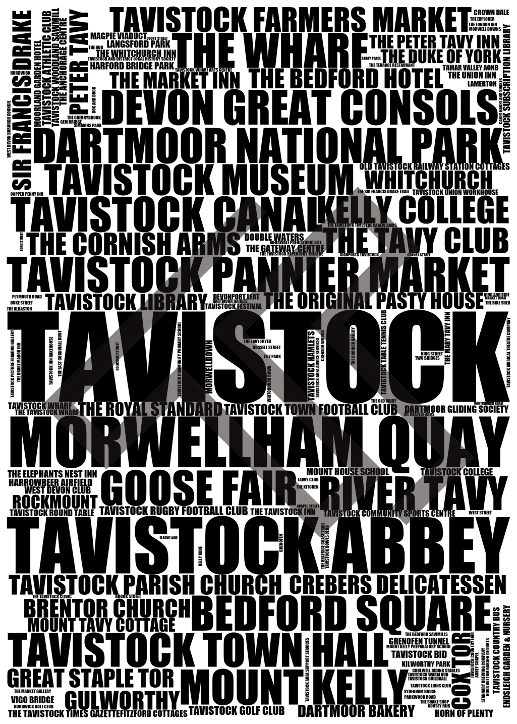 Tavistock - Premium Typographic Word Cloud Prints, Posters & Gifts