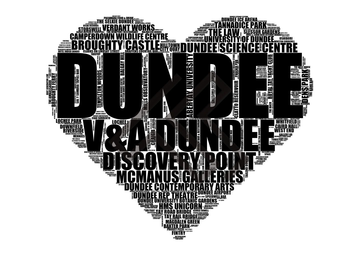 Dundee - Premium Typographic Word Cloud Prints, Posters & Gifts