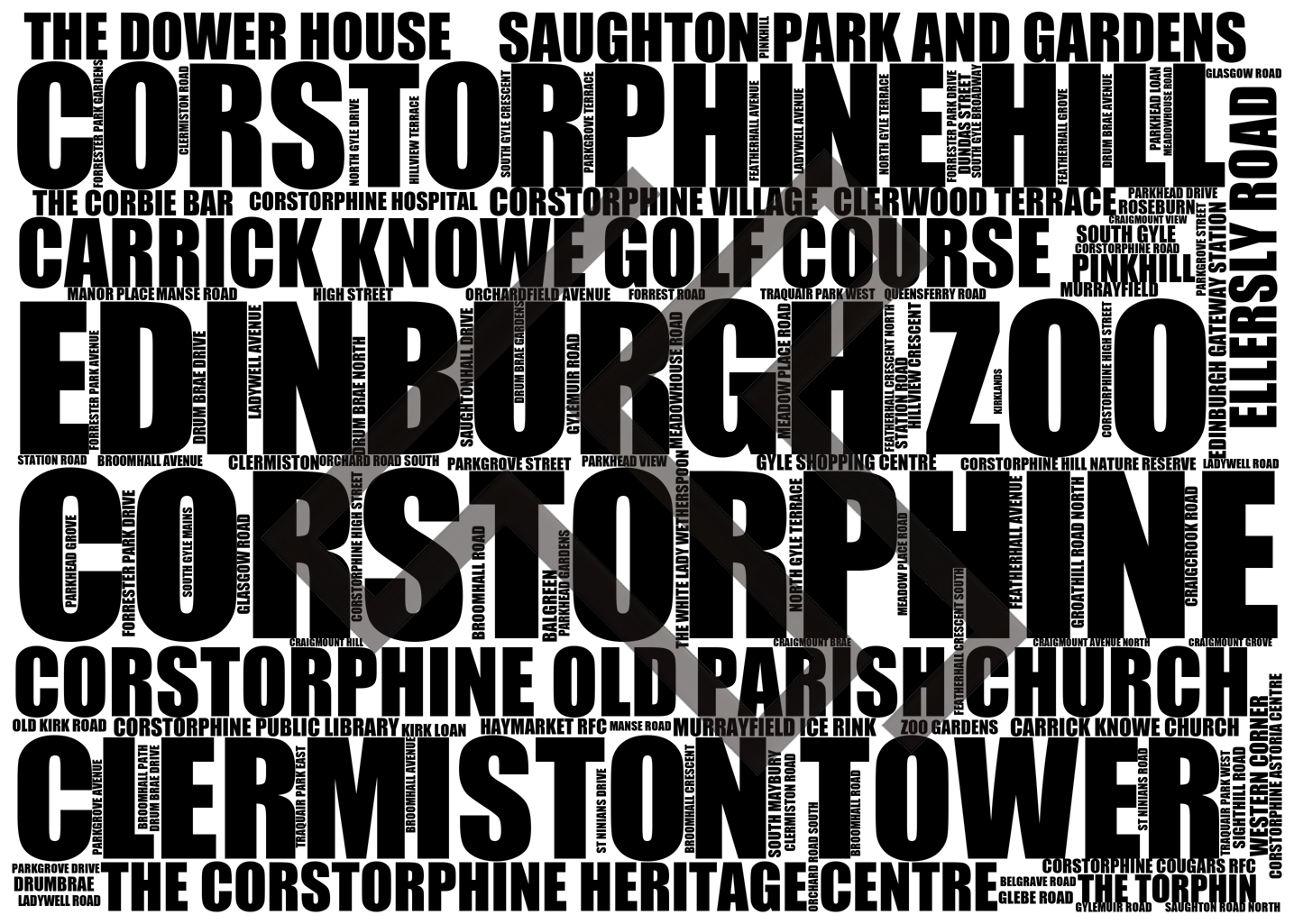 Corstorphine - Premium Typographic Word Cloud Prints, Posters & Gifts