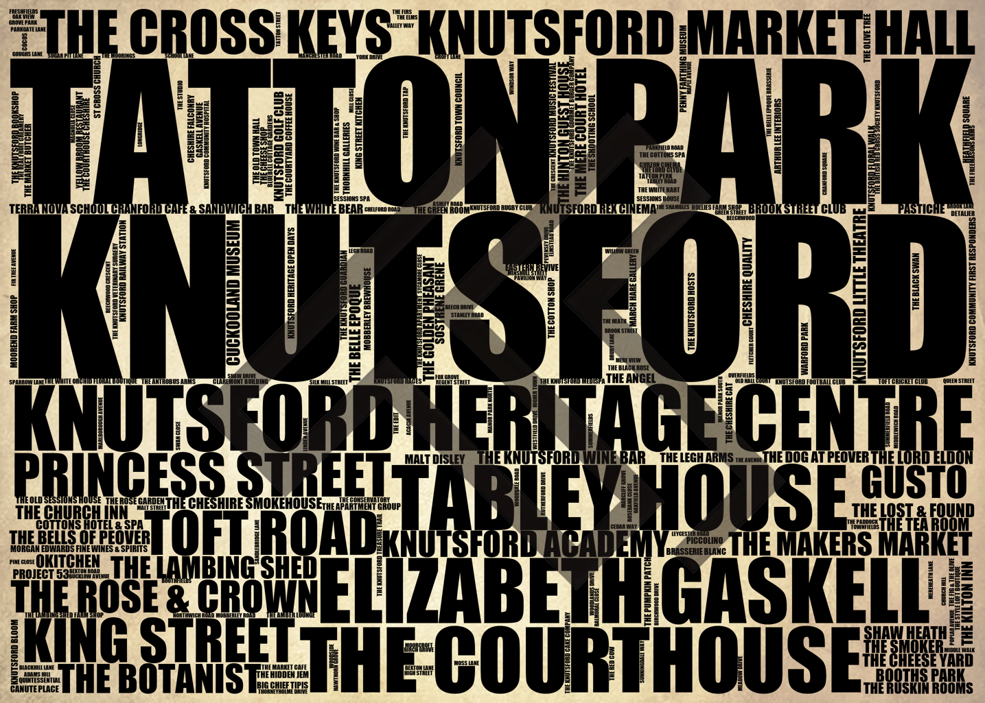 Knutsford - Premium Typographic Word Cloud Prints, Posters & Gifts