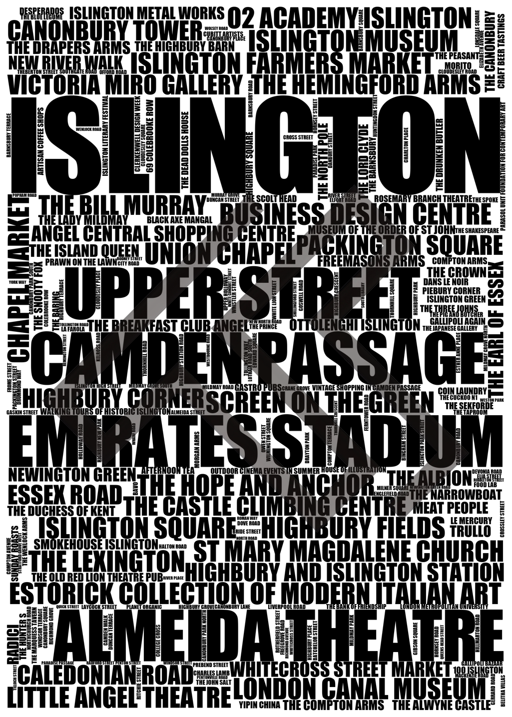 Islington - Premium Typographic Word Cloud Prints, Posters & Gifts