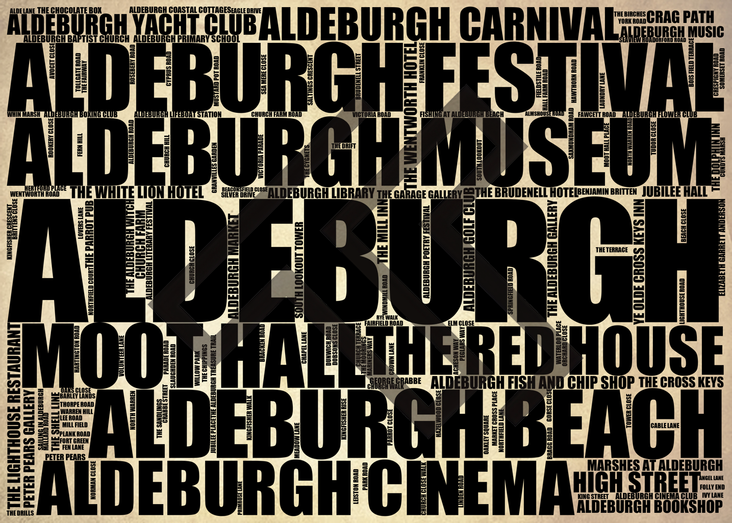 Aldeburgh - Premium Typographic Word Cloud Prints, Posters & Gifts