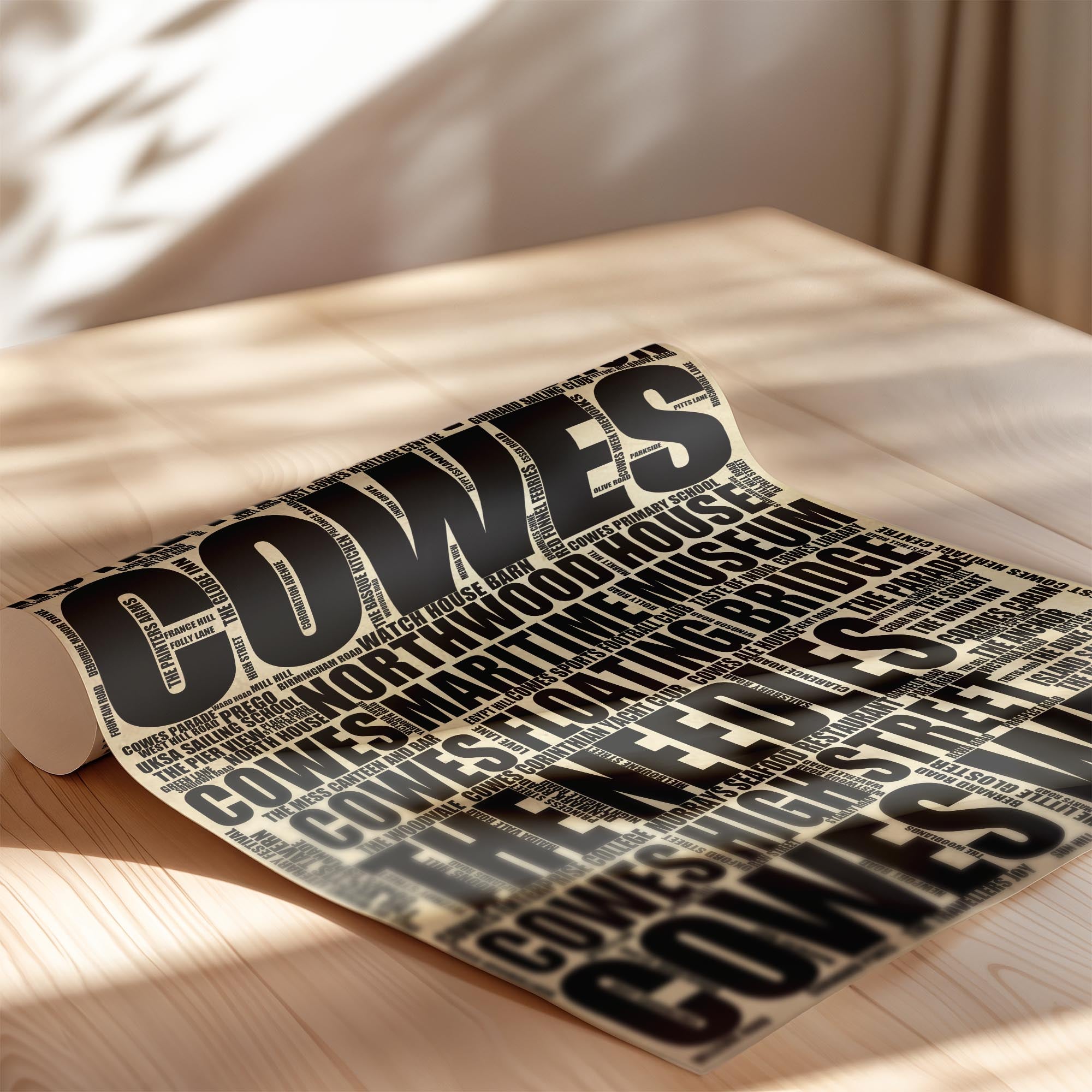 Cowes - Premium Typographic Word Cloud Prints, Posters & Gifts