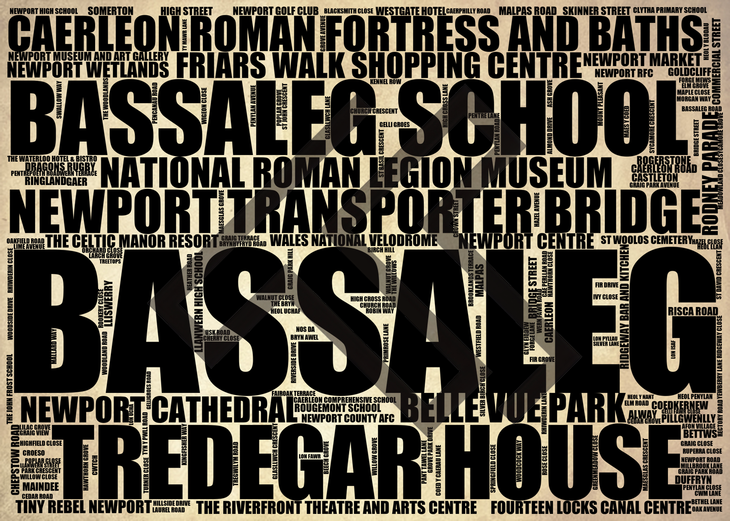 Bassaleg - Premium Typographic Word Cloud Prints, Posters & Gifts