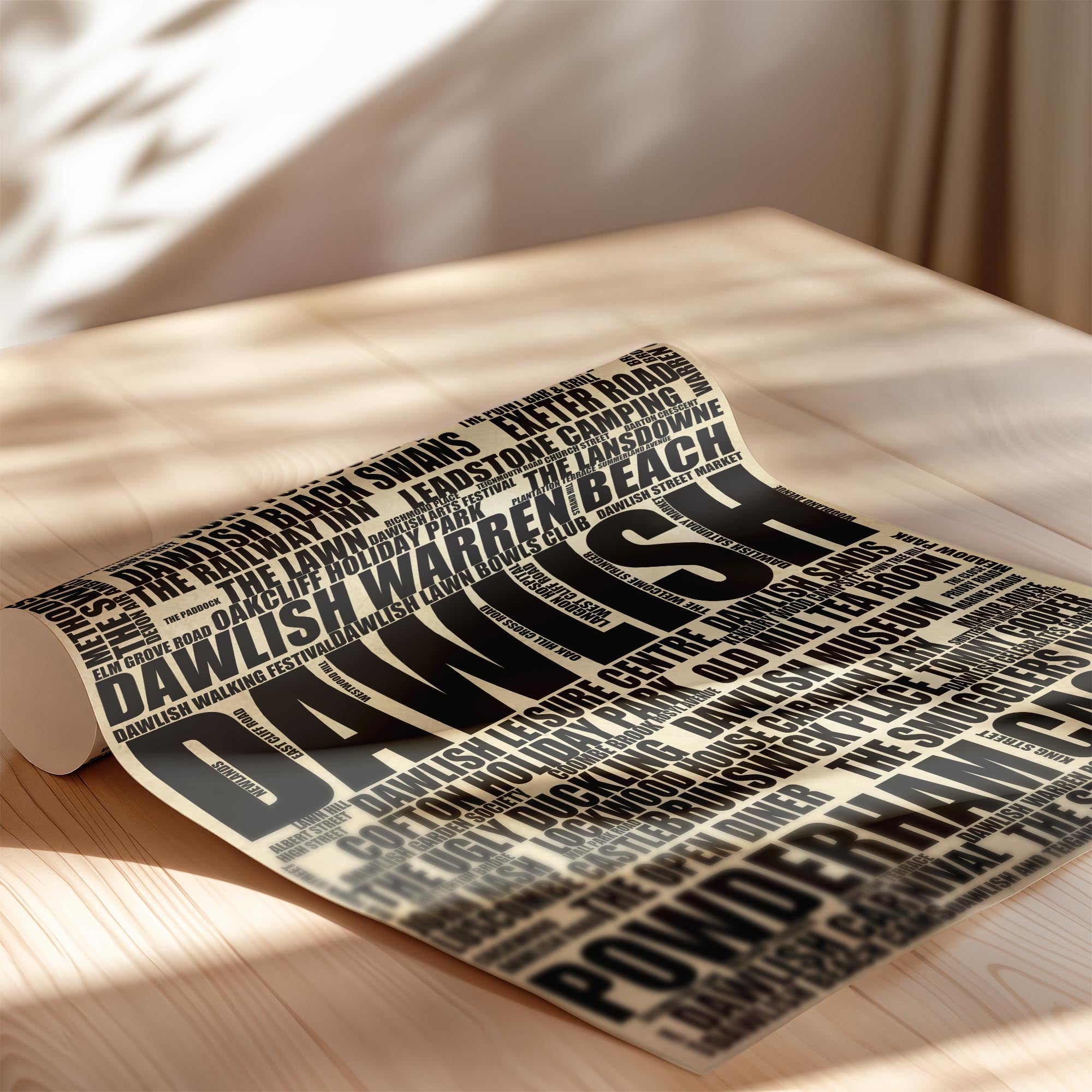 Dawlish - Premium Typographic Word Cloud Prints, Posters & Gifts