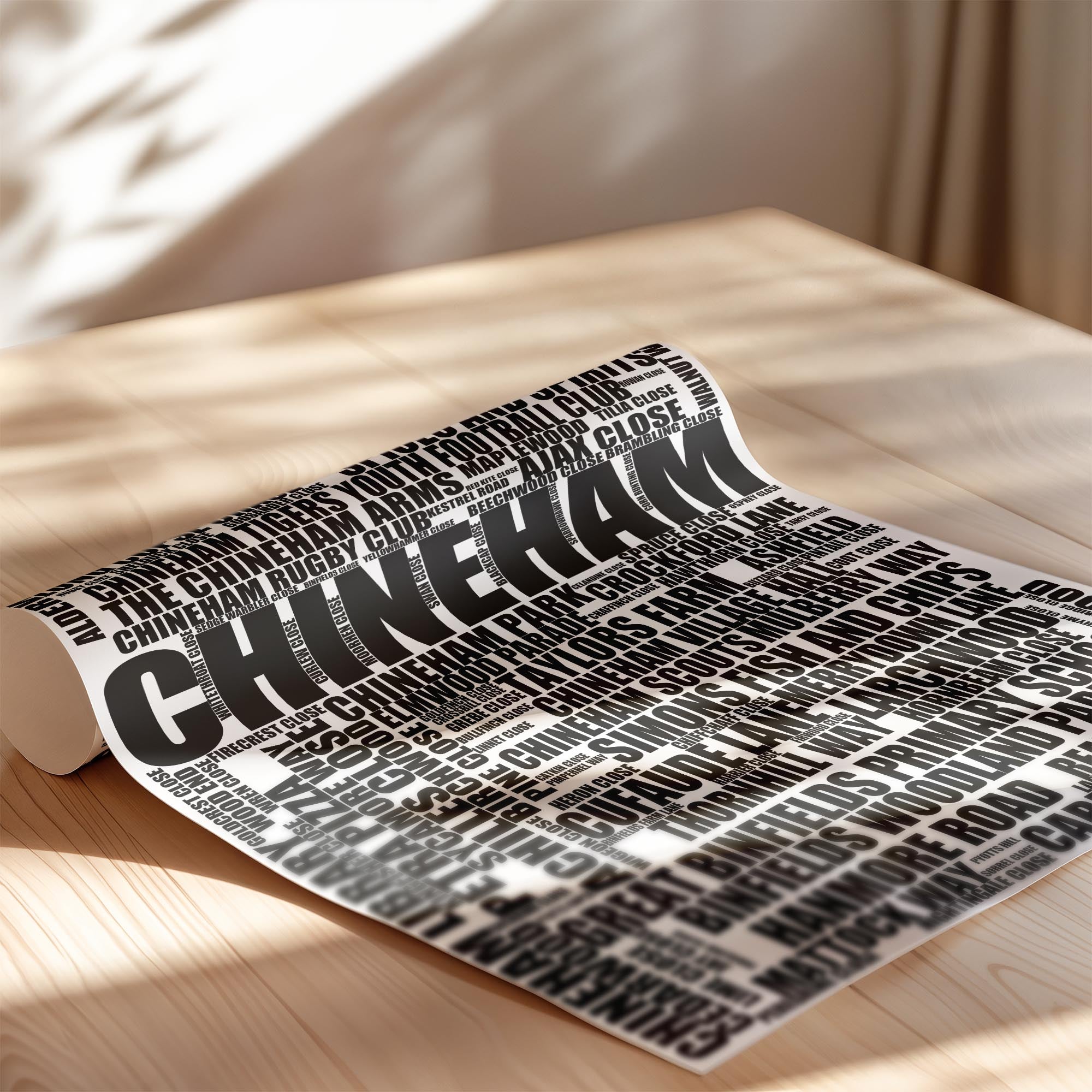 Chineham - Premium Typographic Word Cloud Prints, Posters & Gifts