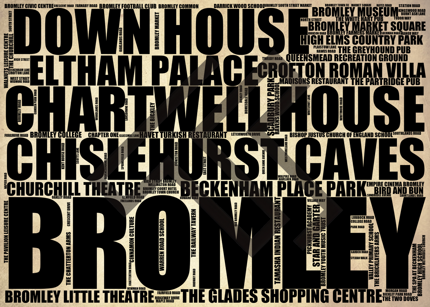 Bromley - Premium Typographic Word Cloud Prints, Posters & Gifts