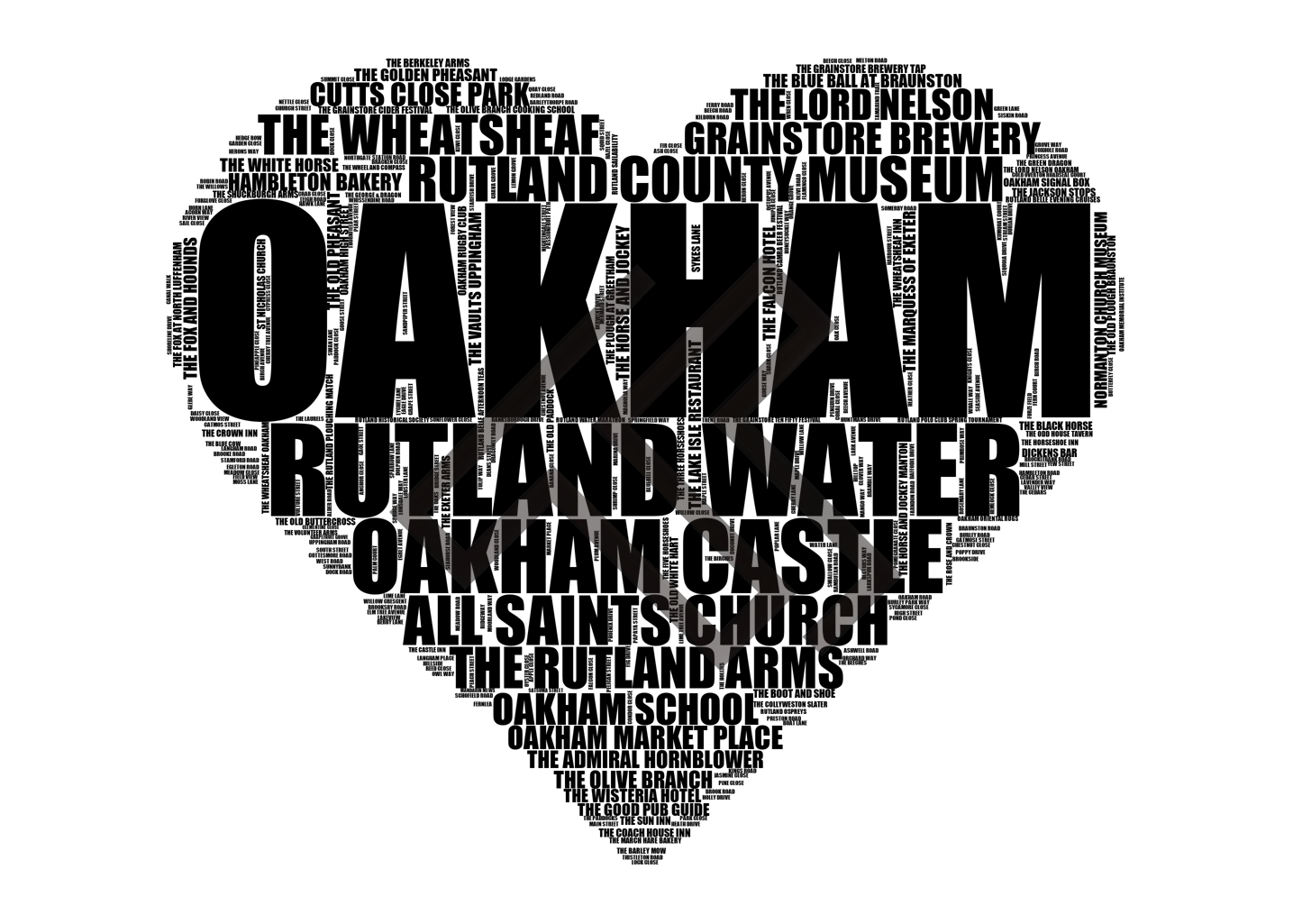Oakham - Premium Typographic Word Cloud Prints, Posters & Gifts
