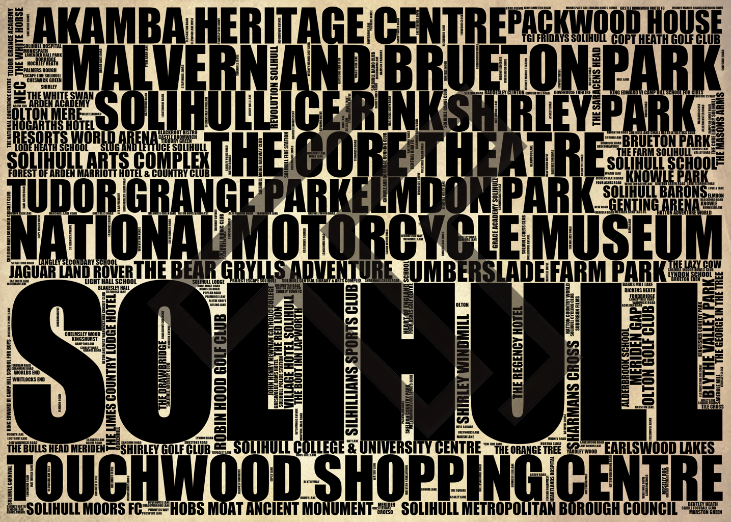 Solihull - Premium Typographic Word Cloud Prints, Posters & Gifts