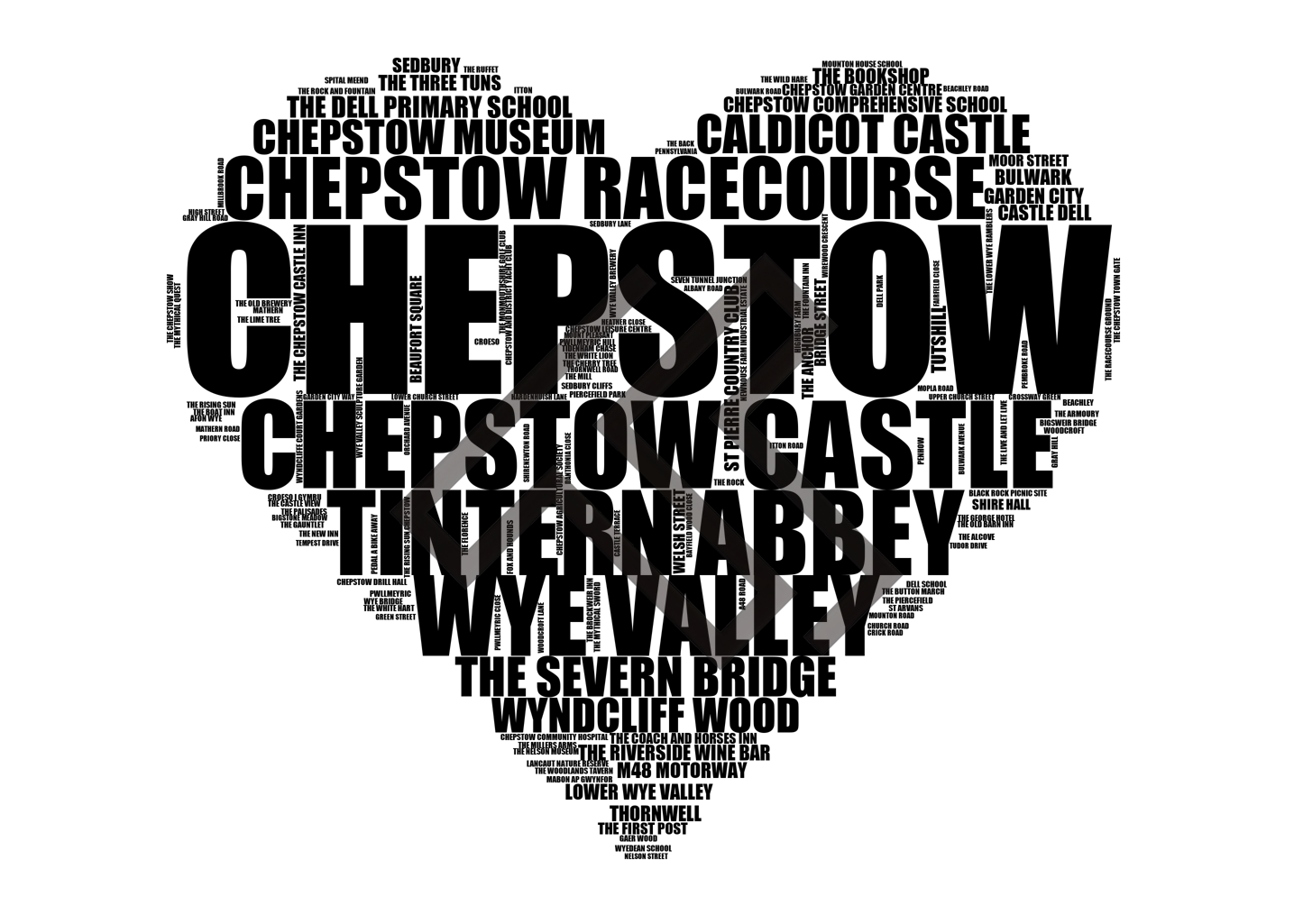 Chepstow - Premium Typographic Word Cloud Prints, Posters & Gifts