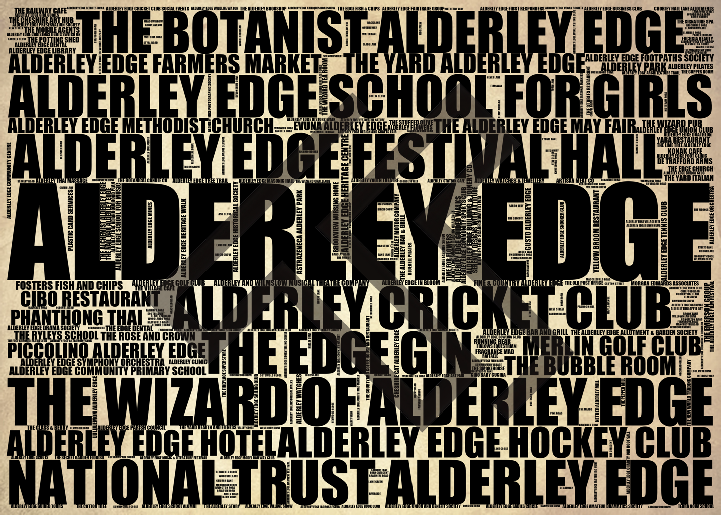 Alderley Edge - Premium Typographic Word Cloud Prints, Posters & Gifts