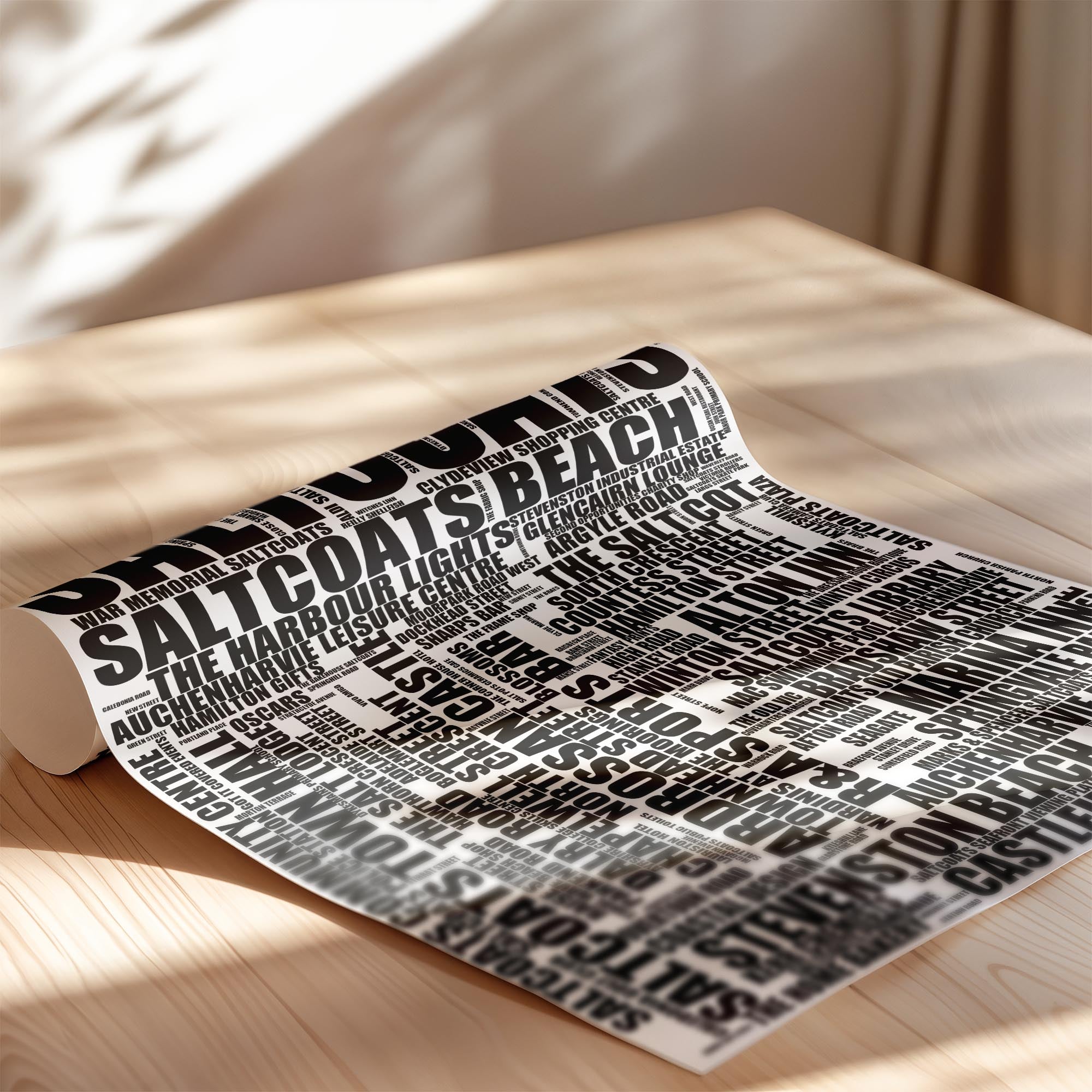 Saltcoats - Premium Typographic Word Cloud Prints, Posters & Gifts