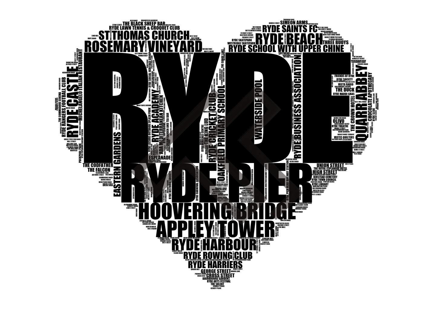 Ryde - Premium Typographic Word Cloud Prints, Posters & Gifts