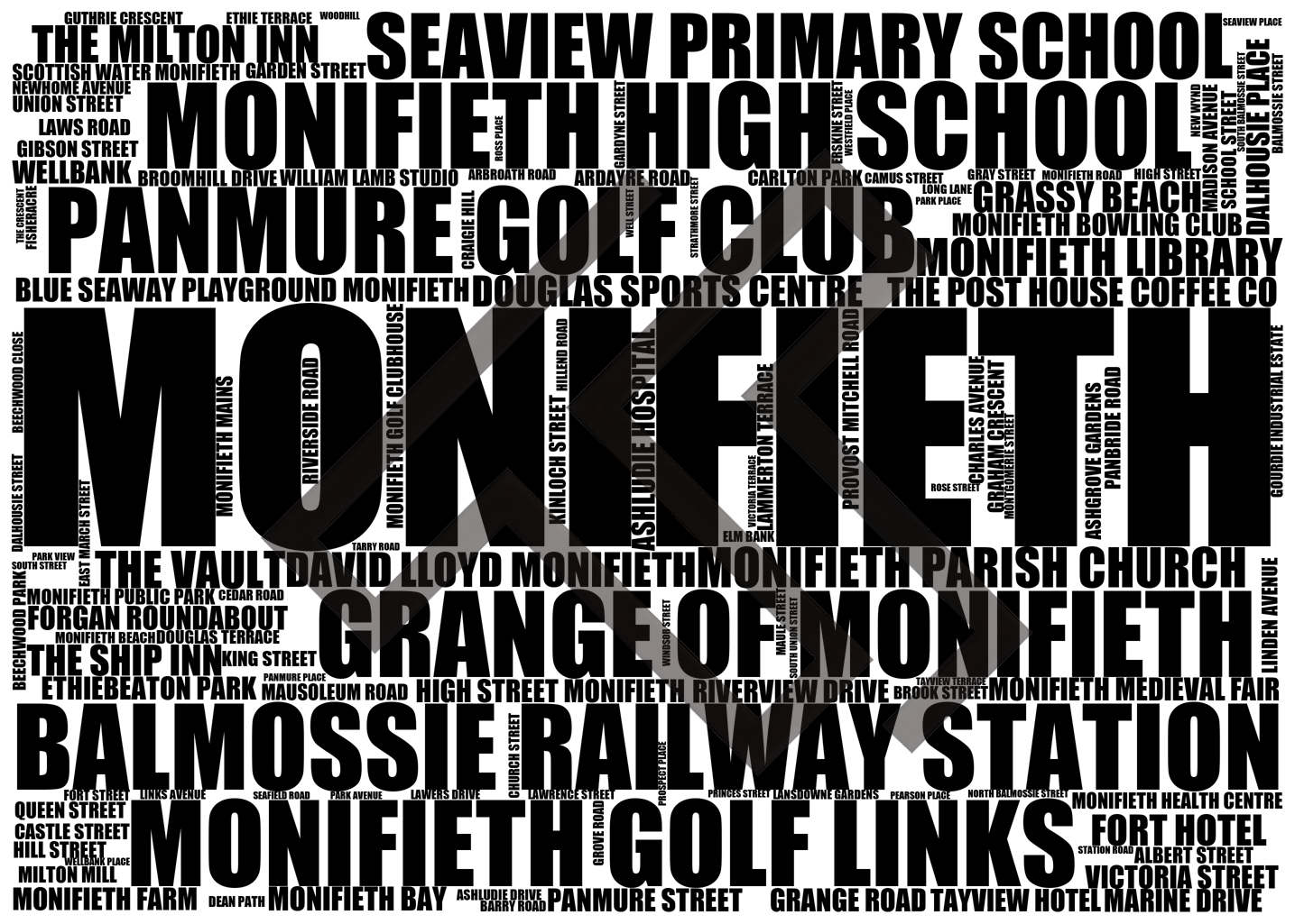 Monifieth - Premium Typographic Word Cloud Prints, Posters & Gifts