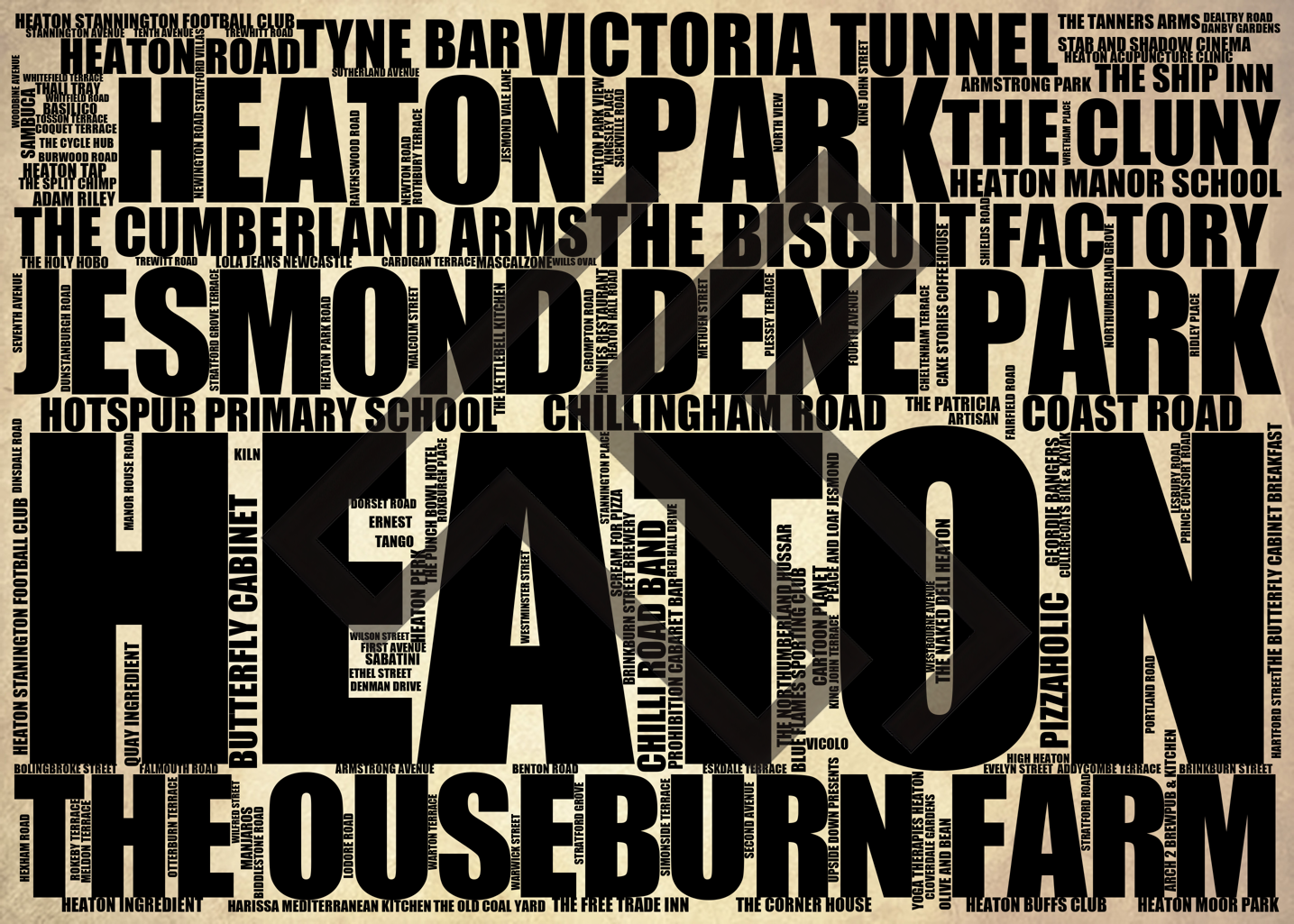 Heaton - Premium Typographic Word Cloud Prints, Posters & Gifts