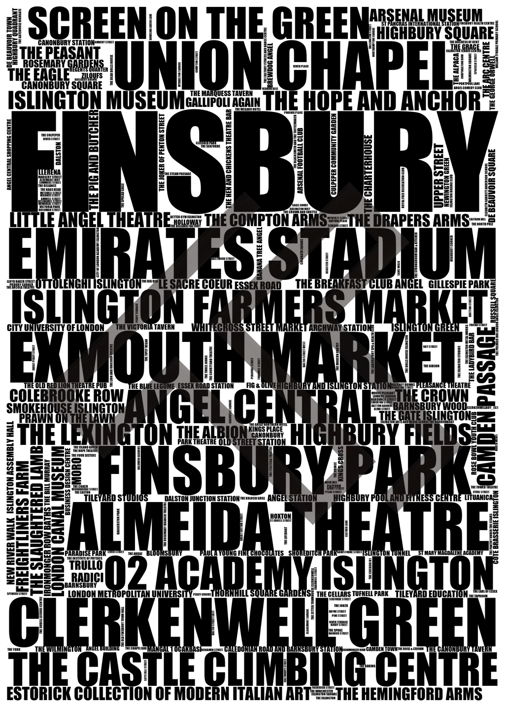 Finsbury - Premium Typographic Word Cloud Prints, Posters & Gifts